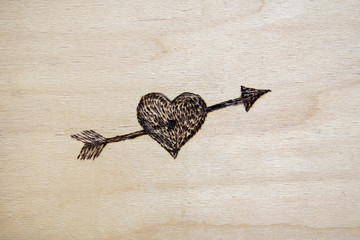 Heart. Woodburning, pyrography. Decor, design, handmade.