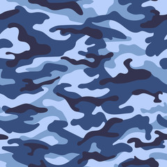 Modèle sans couture de camouflage militaire, couleur bleue. Illustration vectorielle