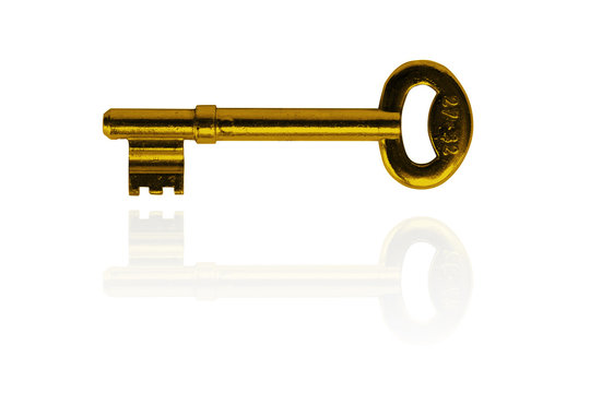 old key isolated on white with alpha chanel
