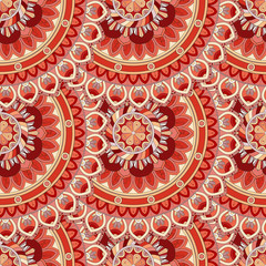 Ornate floral seamless texture, endless pattern with vintage mandala elements.