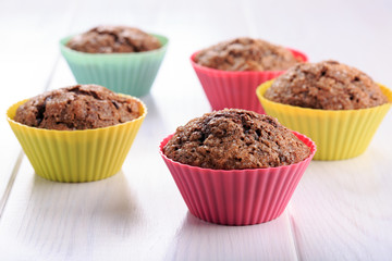 Chocolate muffins with sugar crust