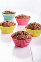Chocolate muffins with sugar crust