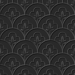 Dark 3D paper art 537 round curve scale line flower
