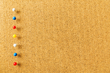 For beautiful background with cork board texture color pins