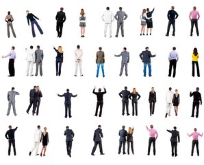 collection "Back view of  business people". Rear view people collection. backside view of person. Isolated over white background. people in formal clothes do all sorts of things