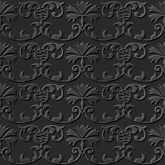 Dark 3D paper art 543 spiral curve vine flower
