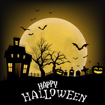 Postcard in honor of Halloween. Scary background. Halloween in October. Pumpkin
