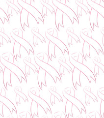 Seamless pattern with pink ribbons on the fight against breast cancer