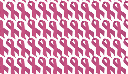 Seamless pattern with pink ribbons on the fight against breast cancer