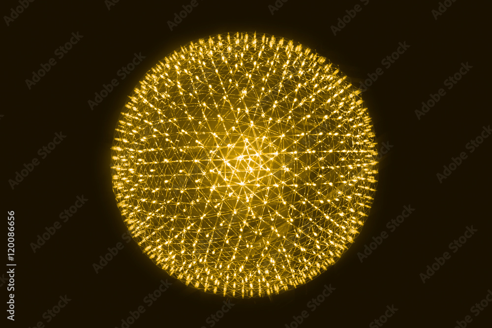 Wall mural orange led ball simulation of nucleus of atom science abstract concept.