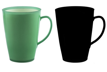 green cup isolated with alpha channel