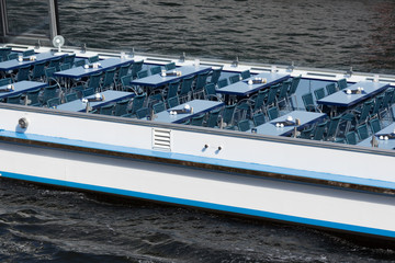 Empty seats in tourism boat , city cruise ship