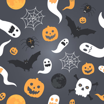 Poster with spooky halloween images