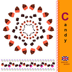 Candy. English alphabet. Abc