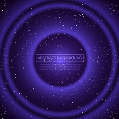 Vector infinite space background. Matrix of glowing stars with illusion of depth and perspective. Abstract futuristic universe on dark blue background. Vector illustration