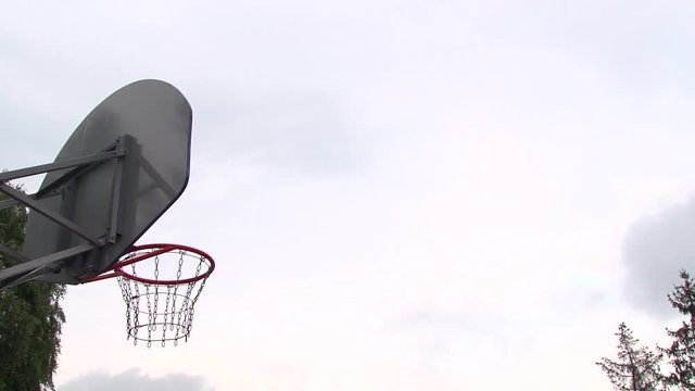The basket ball flies