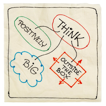 think positively, big, creative