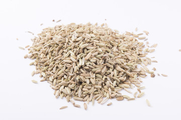fennel seeds on white background