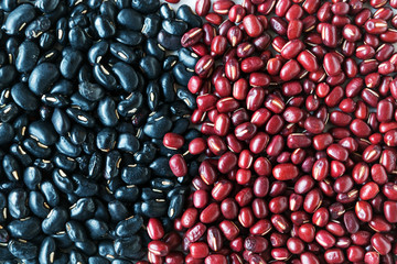 selected focus Red beans , Black beans healthy organic seeds