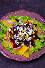 Blue Cheese, Orange, Beetroot, Red Onion and Pistachios Salad