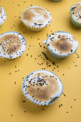 Cupcakes decorated with sprinkles and frosting