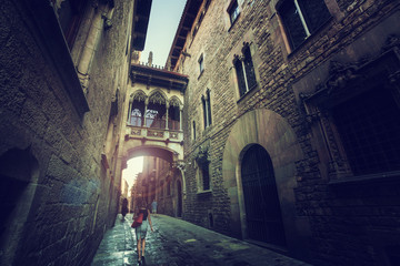Fototapeta na wymiar Barcelona Gothic quarter, Spain