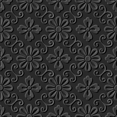 Fototapeta premium Dark 3D paper art 599 spiral vine round flower 