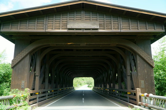 日本のマディソン郡の橋と呼ばれている阿蘇望橋(熊本県阿蘇市波野)　Madison County Bridge Of Kumamoto Japan