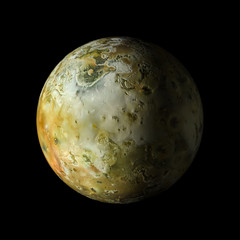 Io Solar system planet on black background 3d rendering. Elements of this image furnished by NASA