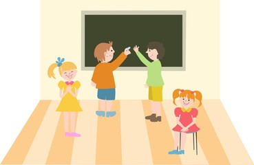 Illustration of Kids in school.