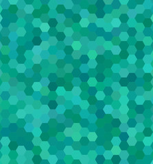 Teal color hexagon mosaic background design