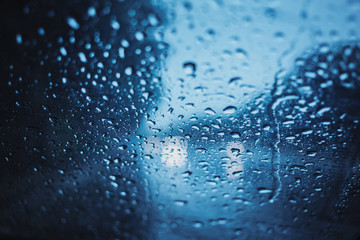 Rainy days, Dark storm weather,rain on the road during drive a car.
