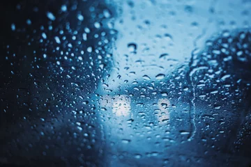 Papier Peint photo Orage Rainy days, Dark storm weather,rain on the road during drive a car.