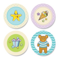 Set of colorful stickers for boy's birthday