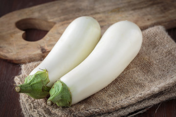 Fresh raw white eggplants