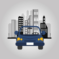 car with city buildings background transport image