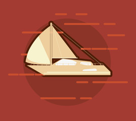 flat design sail boat icon over maroon background vector illustration 