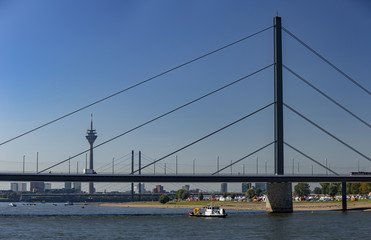 View of Dusseldorf with TV Tower and Bridge