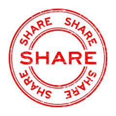 Grunge red share rubber stamp