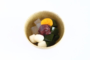 Japanese Traditional Sweets - Green Tea Matcha Shiratama Anmitsu -