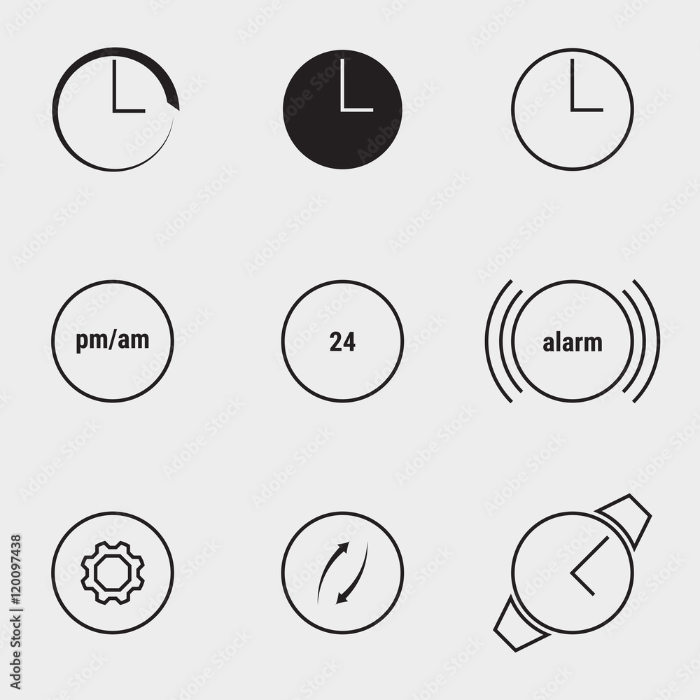 Wall mural clock icons