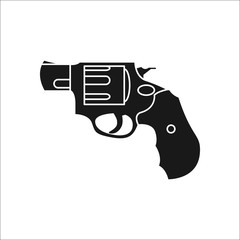 Revolver gun sign silhouette icon on background