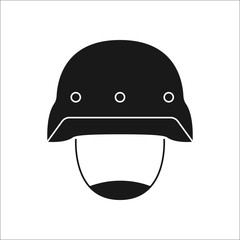Soldier modern helmet sign silhouette icon on background