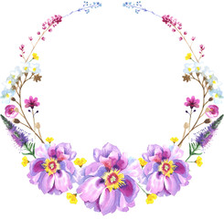 Obraz na płótnie Canvas Peony flower necklace in watercolor