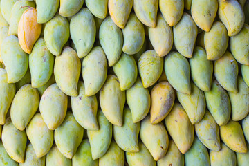 Thai yellow sweet mango sale in Thailand, Asia fruit pattern for background.