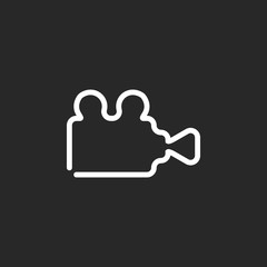 Video camera sign one line icon on background