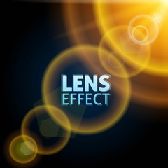 Realistic collimated light beam. The effect of the sun flare. Bright yellow, orange, warm lighting. Vector illustration