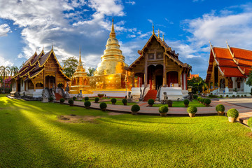 Wat Phra Singh is located in the western part of the old city center of Chiang Mai,Thailand - obrazy, fototapety, plakaty