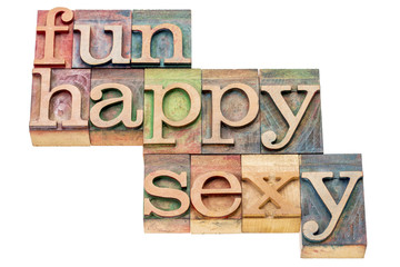fun, happy and sexy word abstract