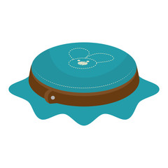 embroidery brown hoop with blue canvas vector illustration